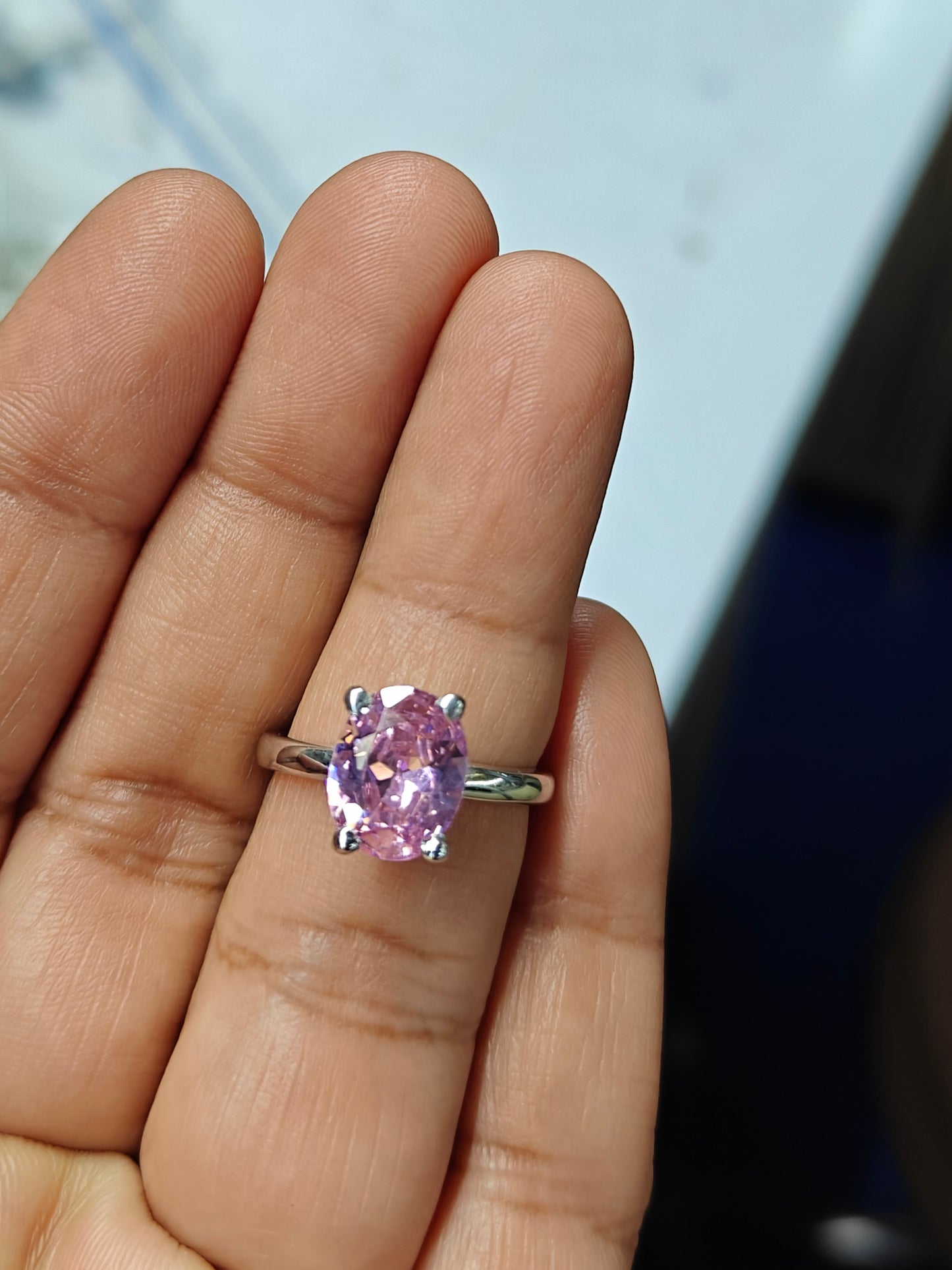 OVAL-CUT PINK SOLITAIRE RING