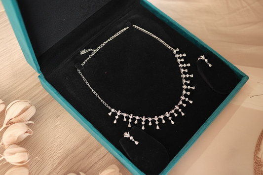 TEARDROP CHARM NECKLACE AND EARRING SET