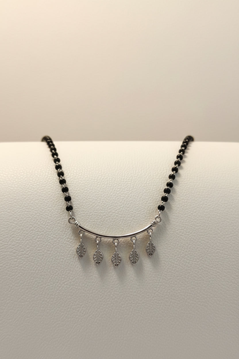 SILVER MANGALSUTRA WITH LEAF CHARMS