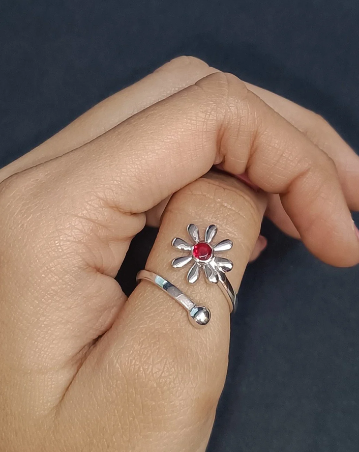 FLORAL DESIGN CZ STERLING 925 SILVER RING