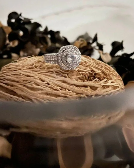 SOLITAIRE CRYSTAL 925 SILVER RING