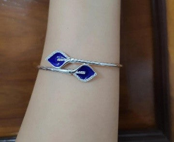 BLUE ENAMEL AND CRYSTAL CUFF BANGLE
