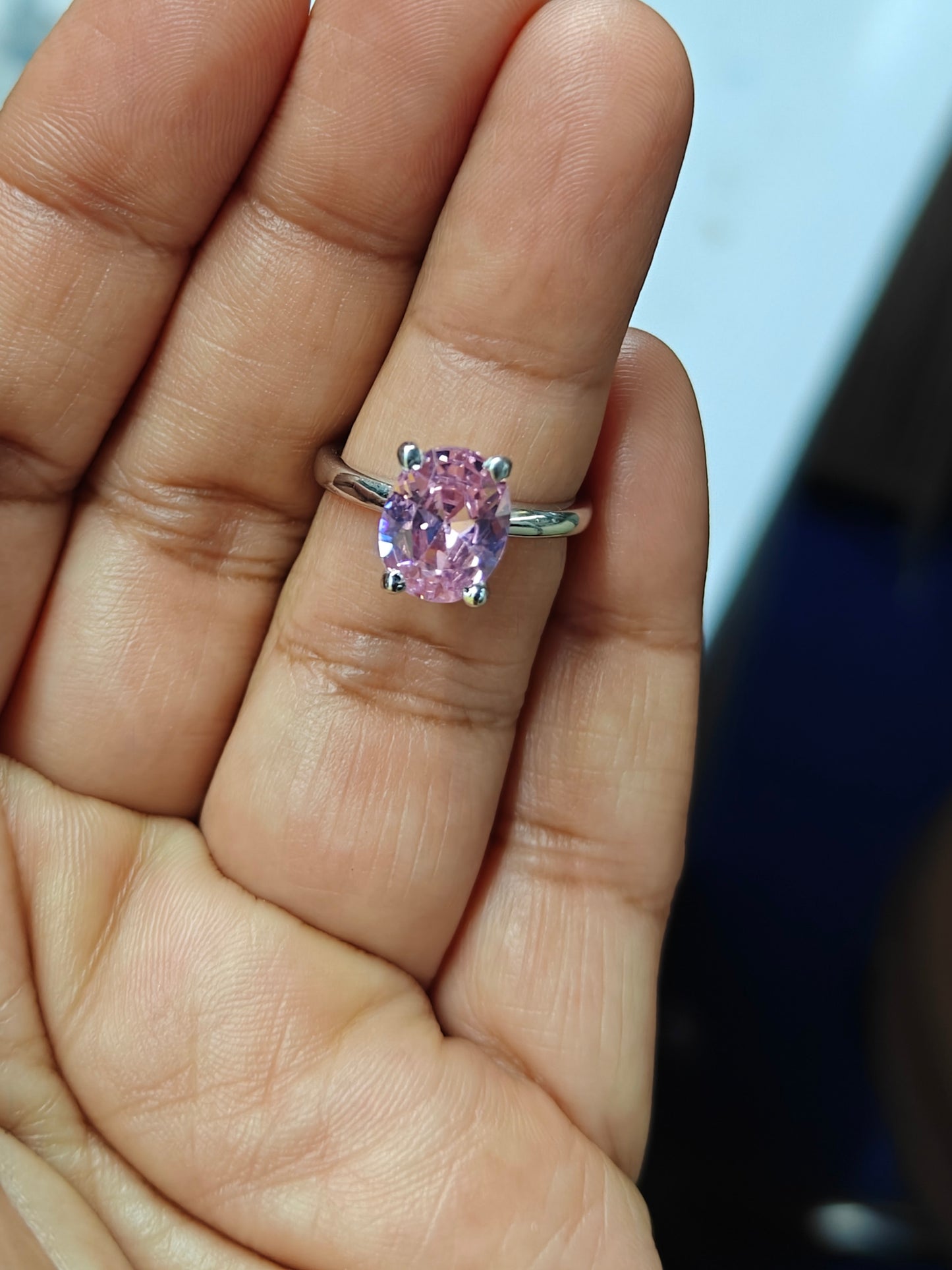 OVAL-CUT PINK SOLITAIRE RING