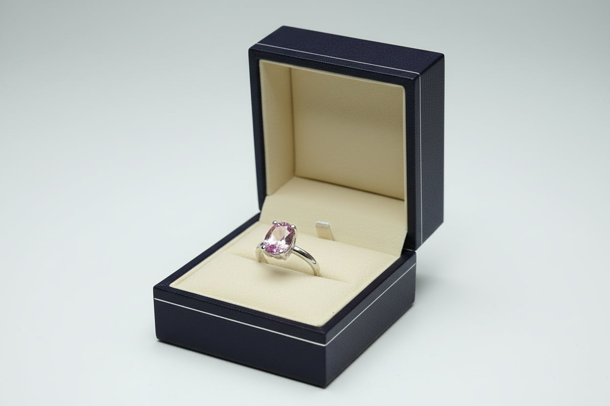 OVAL-CUT PINK SOLITAIRE RING