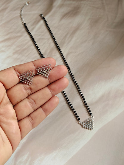 Sterling Silver Triangular Mangalsutra Set