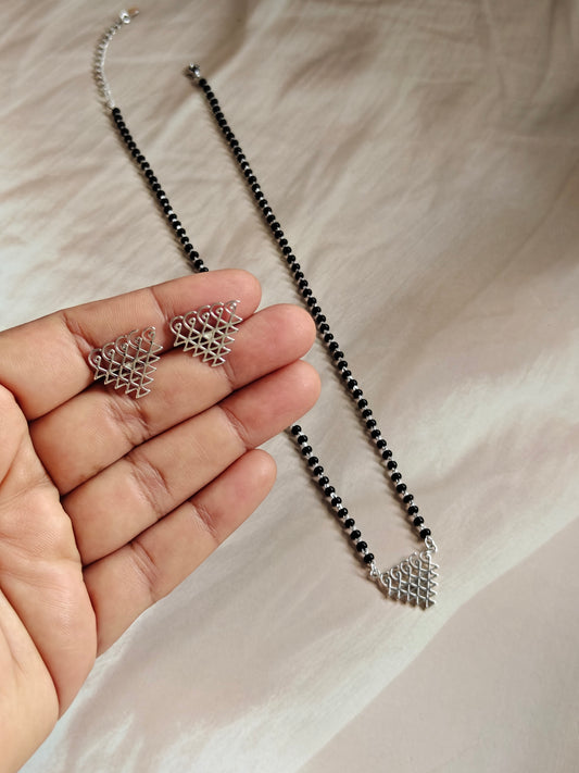 Sterling Silver Triangular Mangalsutra Set