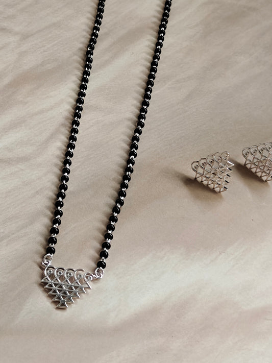 Sterling Silver Triangular Mangalsutra Set