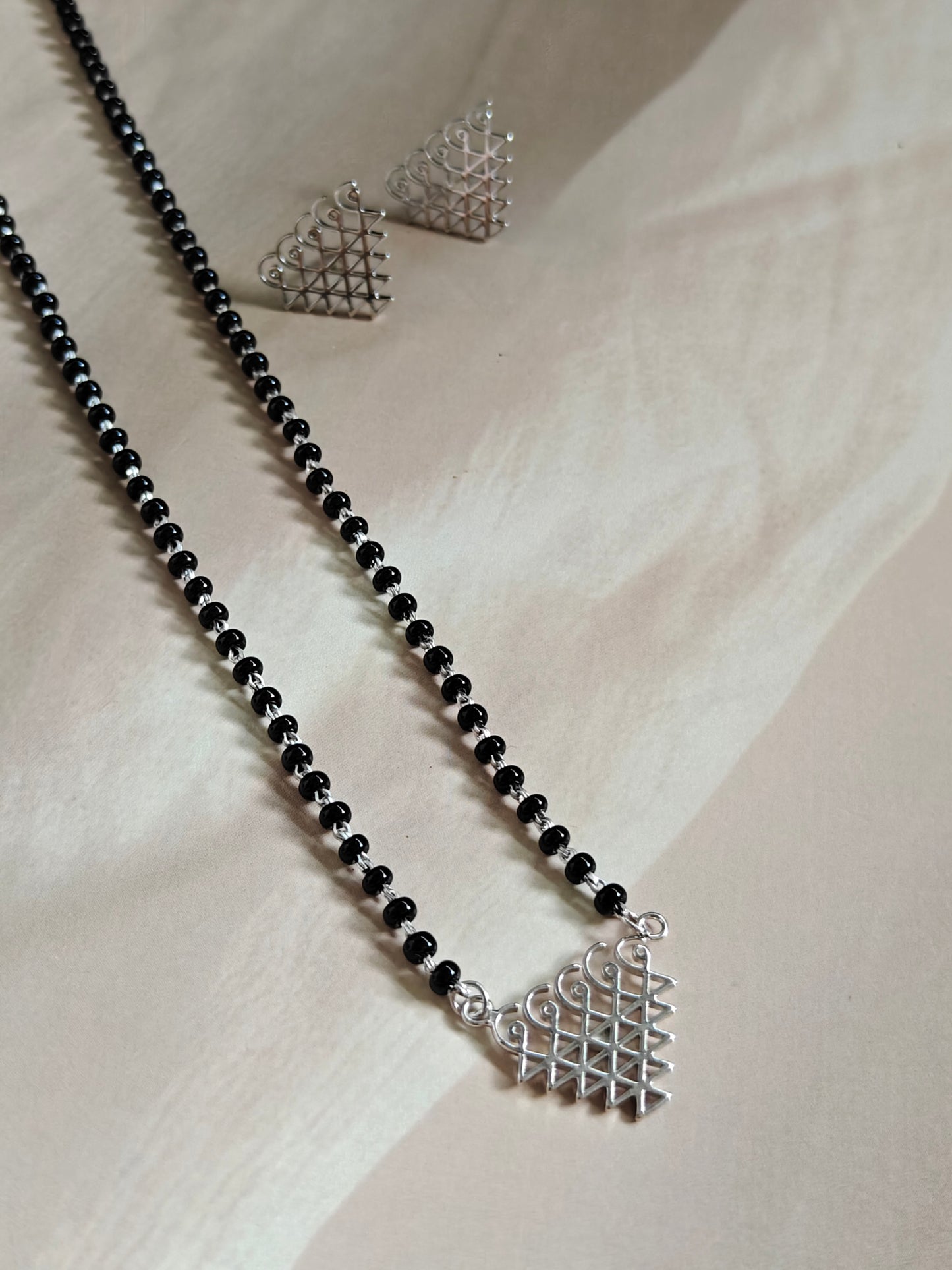 Sterling Silver Triangular Mangalsutra Set