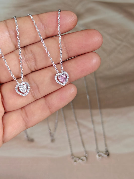 HEART-SHAPED PENDANT NECKLACE AND EARRING SET