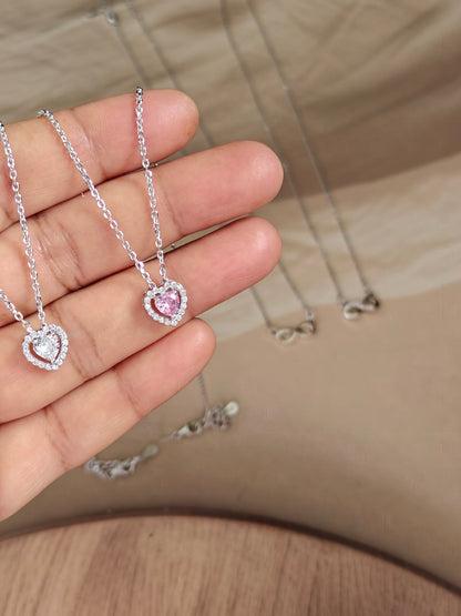 HEART-SHAPED PENDANT NECKLACE AND EARRING SET