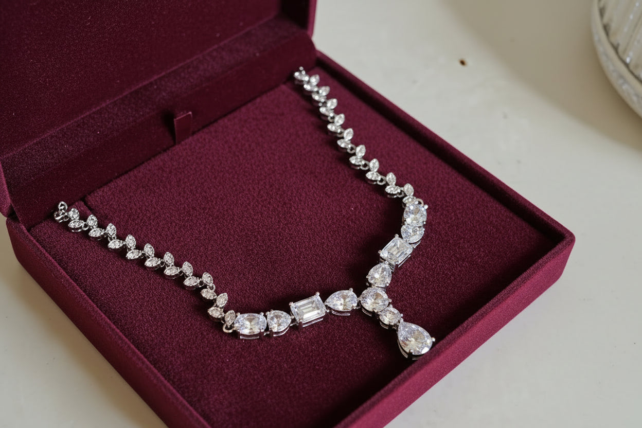 LEAF MOTIF CZ NECKLACE