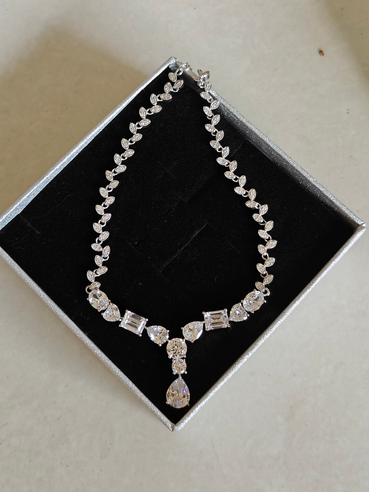 LEAF MOTIF CZ NECKLACE