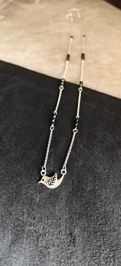 MINIMALIST SILVER BIRD MANGALSUTRA