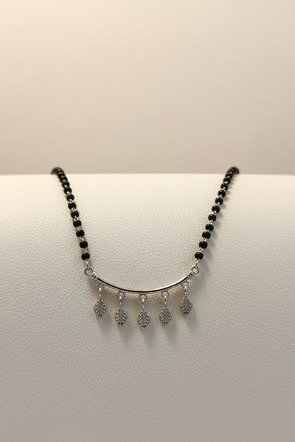 SILVER MANGALSUTRA WITH LEAF CHARMS