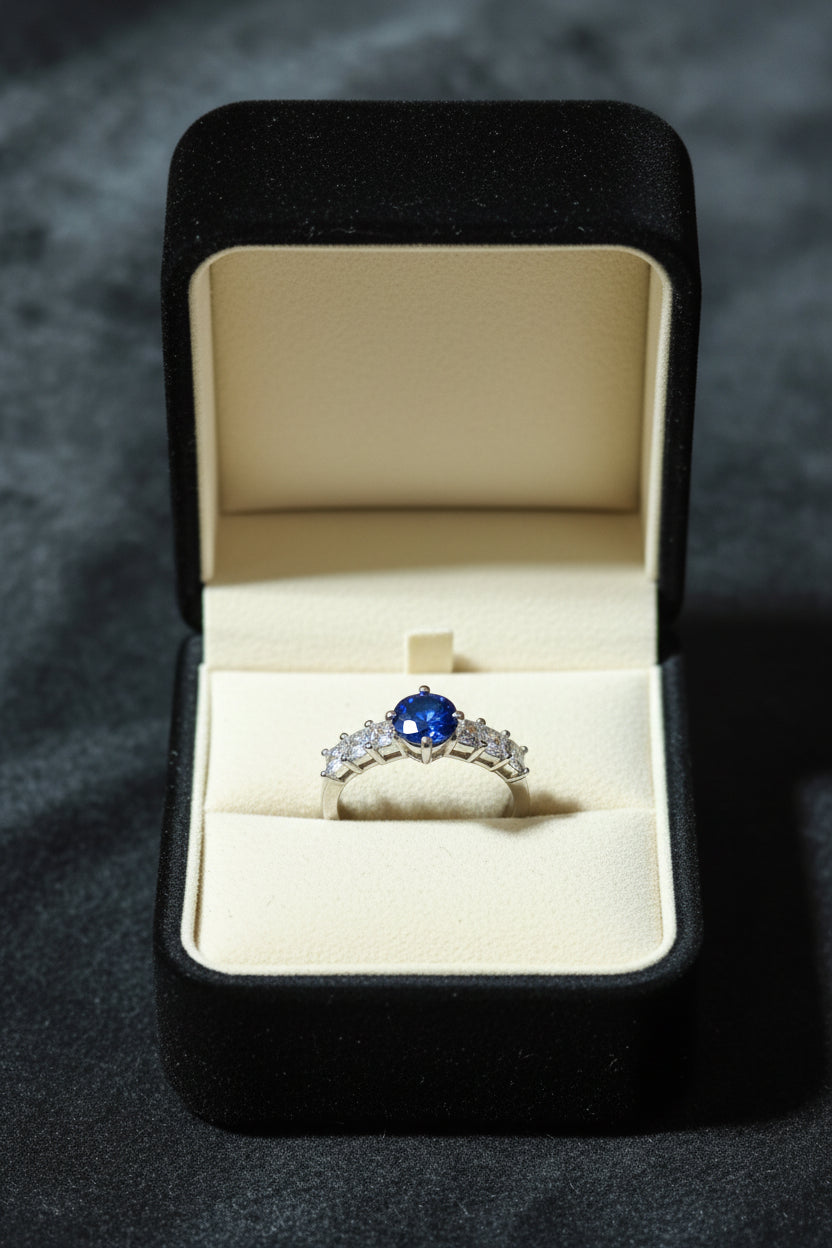 OVAL-CUT BLUE STONE RING