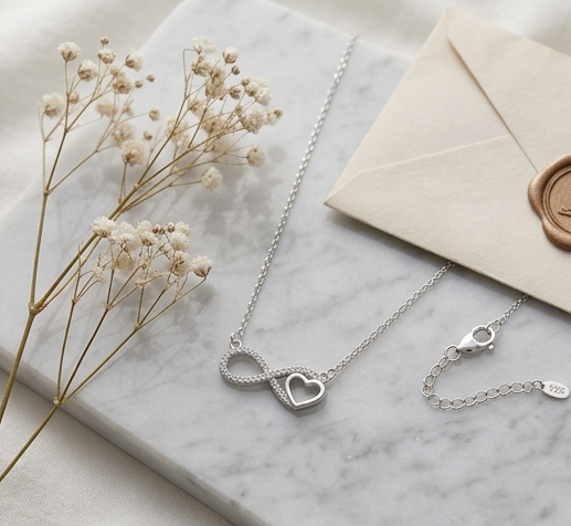 Infinity Symbol Intertwined with a heart pendant