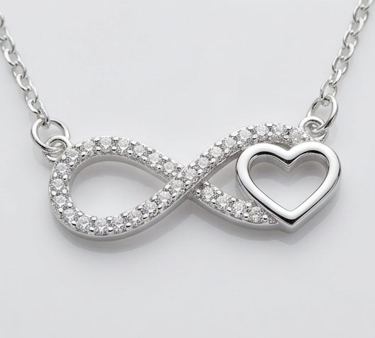 Infinity Symbol Intertwined with a heart pendant