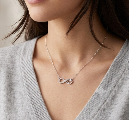 Infinity Symbol Intertwined with a heart pendant