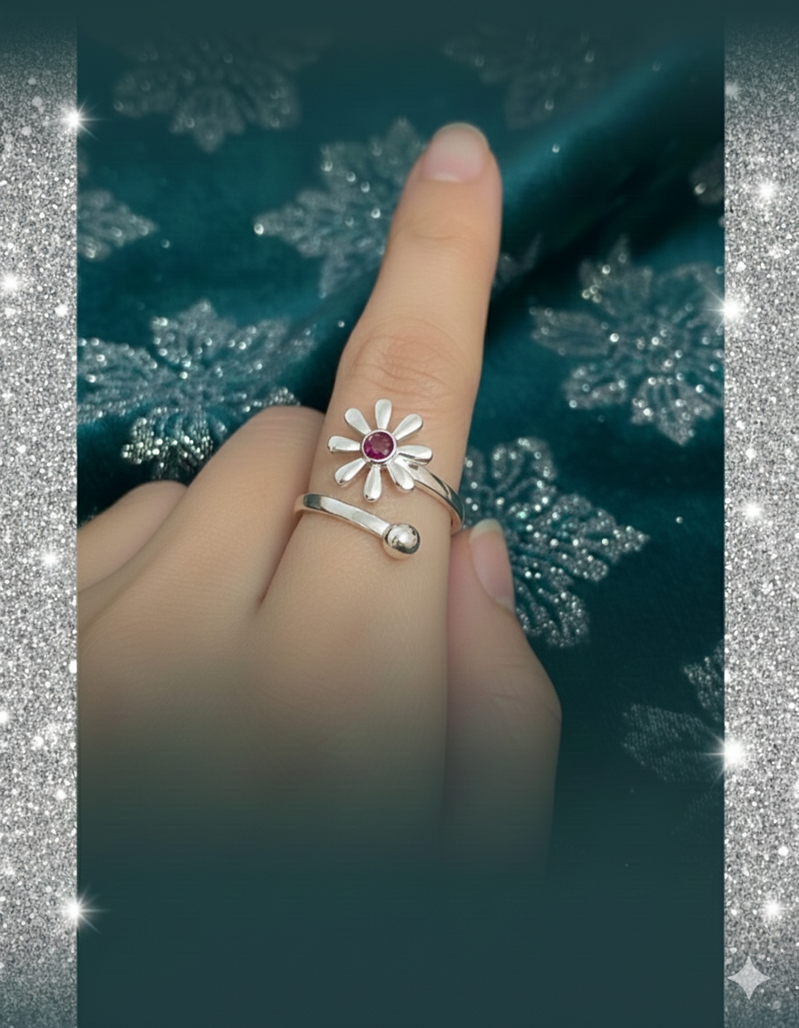 FLORAL DESIGN CZ STERLING 925 SILVER RING